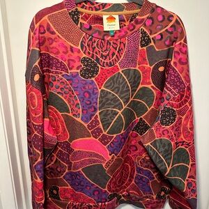 Farm RIO Anthropologie Hidden Animals Tunic Sweetshirt Pullover Colorful Boho